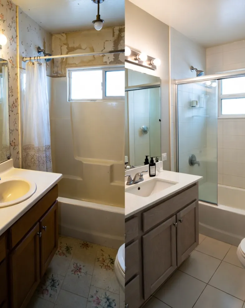 Bathroom before and after split, Eau Claire WI
